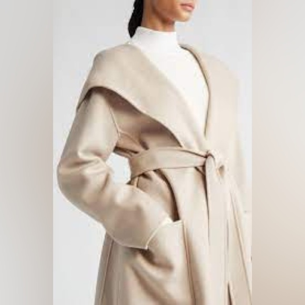 NWT ‘S Max Mara ‘Priscilla’ Sand Midi Wrap 100% Virgin Wool Coat Size: M/L Fall - Picture 1 of 9